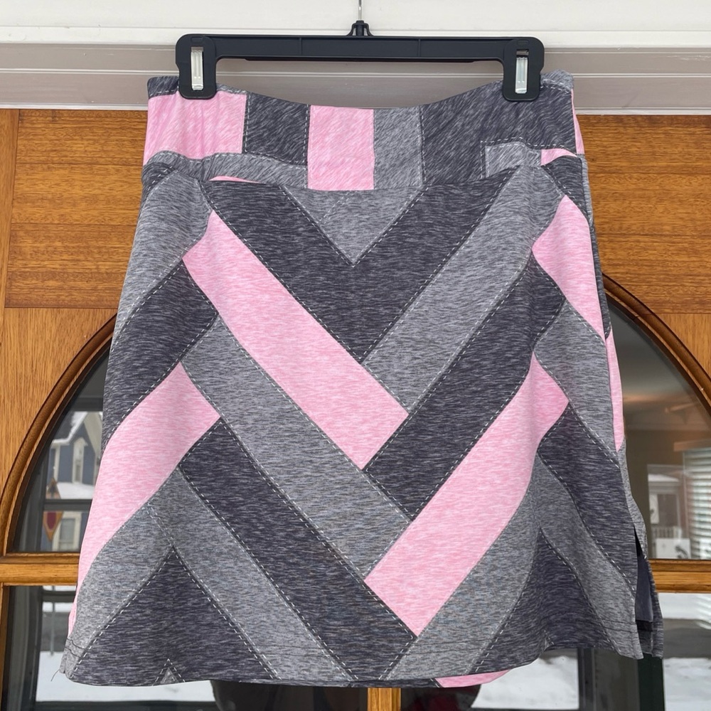 Golftini Women's Golf Skort Gray/pink Patchwork Print Size Medium